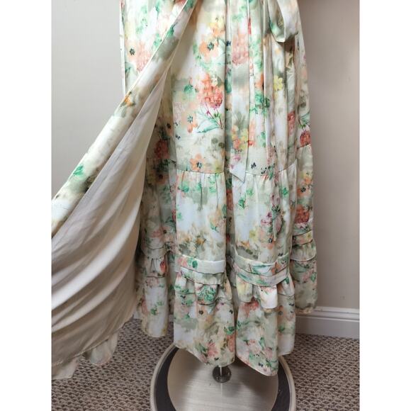 Alex Marie Floral Wrap Dress Midi Short Sleeve Cottage Boho - Picture 7 of 13